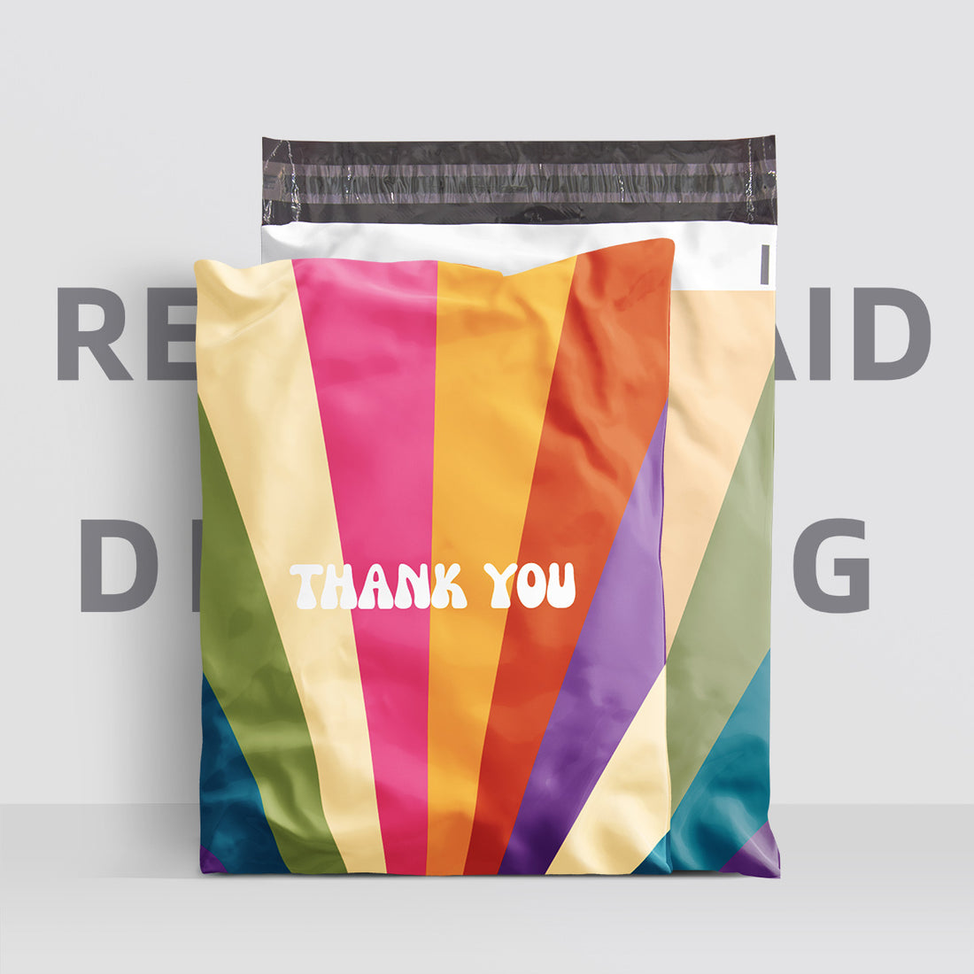 10"x13" Thank You Poly Mailers Rainbow Tear-Proof Polyethylene Shipping Bags