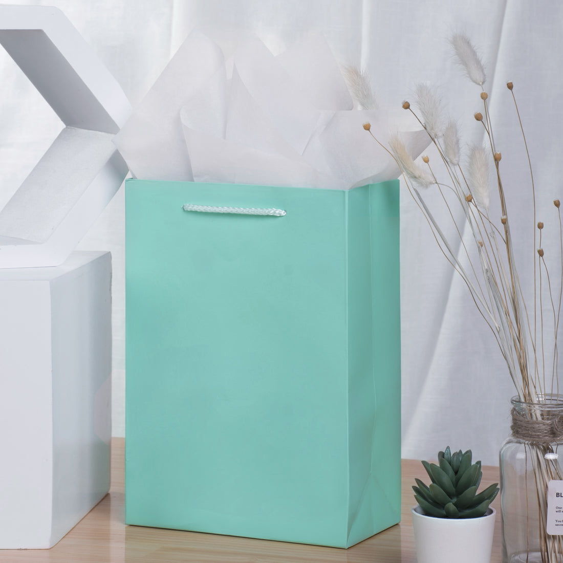 Luxury Turquoise Gift Bags with Tissue Paper