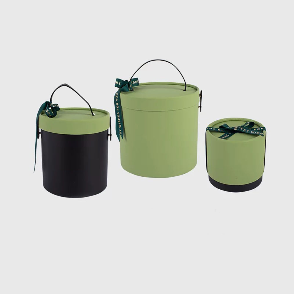 3 Pack Round Green Gift Boxes with Lids