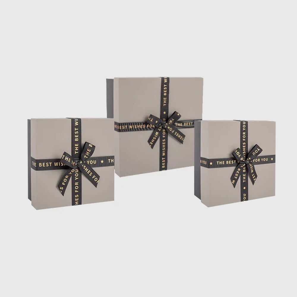 3 Pack Square Grey Gift Boxes with Lids